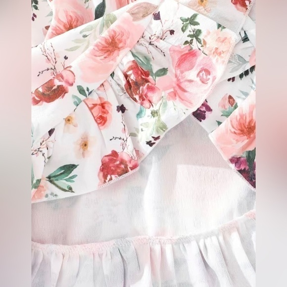 GIRLS Casual Ruffled Flower Print Skirt. - Picture 3 of 5